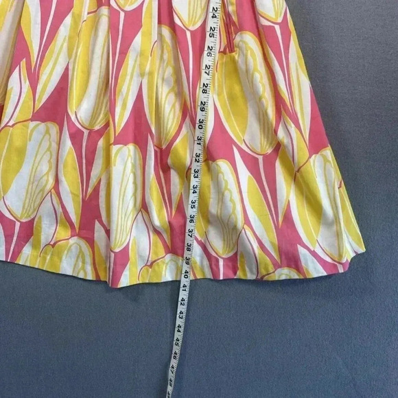 Donna Ricco New York Cotton Dress Size 12 Pink and Yellow Floral Tulip w Pockets - Picture 11 of 14